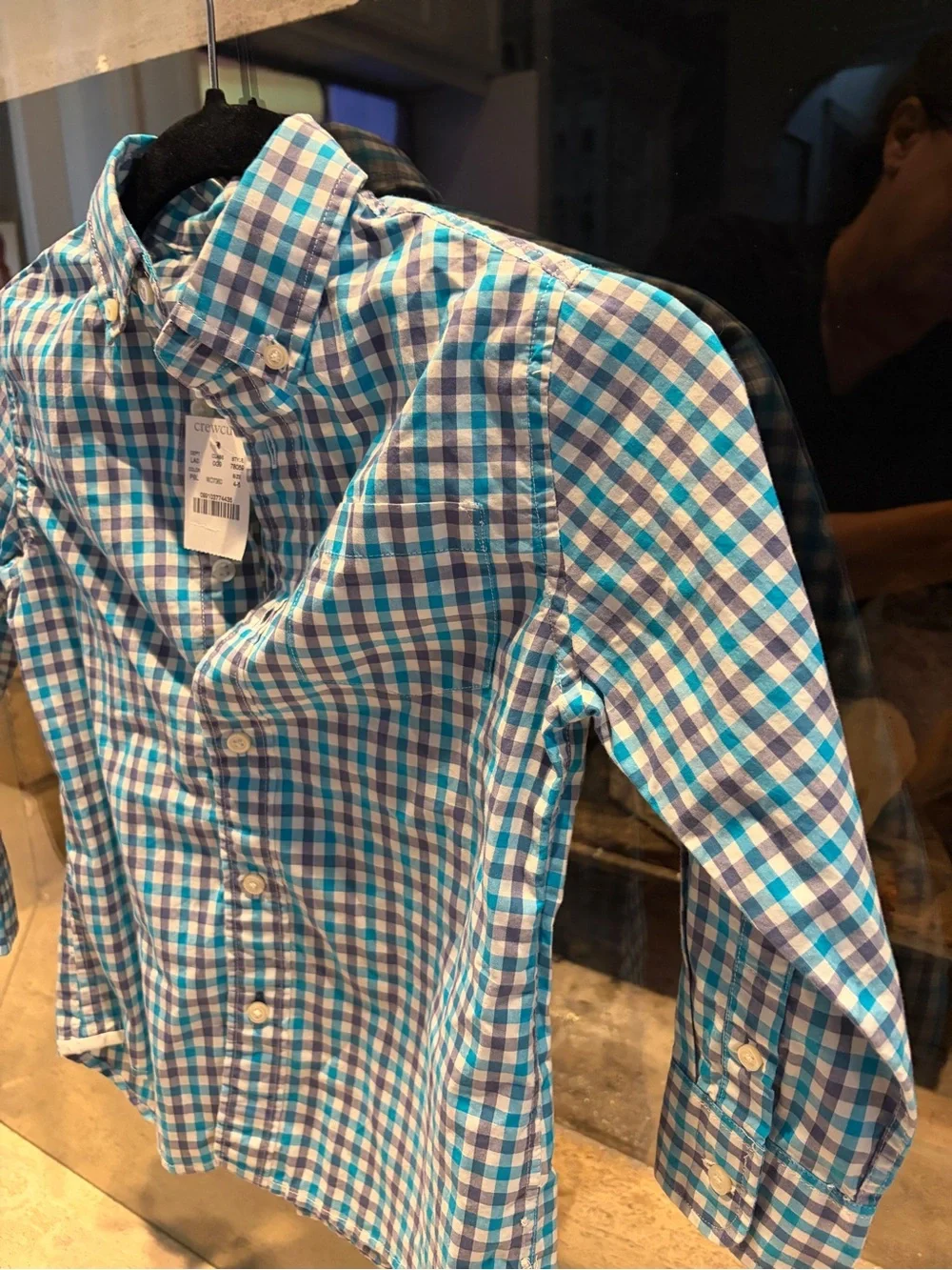 Crew Cuts Teal & White Plaid Button-Down Shirt